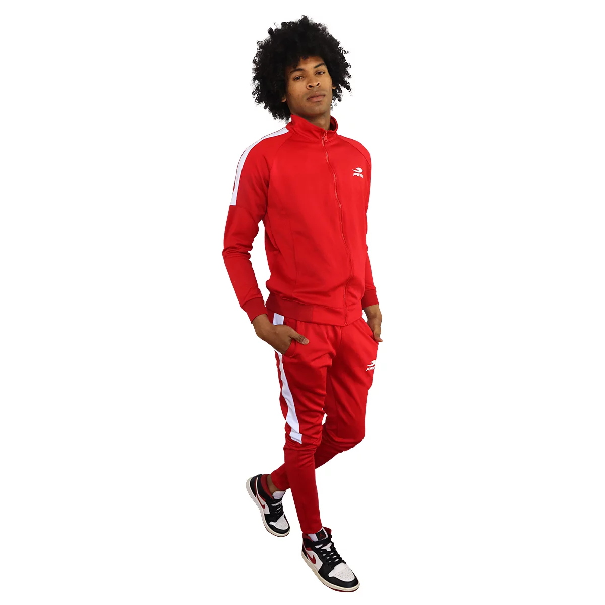 Conjunto Deportivo Rojo (Pants) Fire Sports Varonil corte Slim Fit 1 franja - Imagen 3