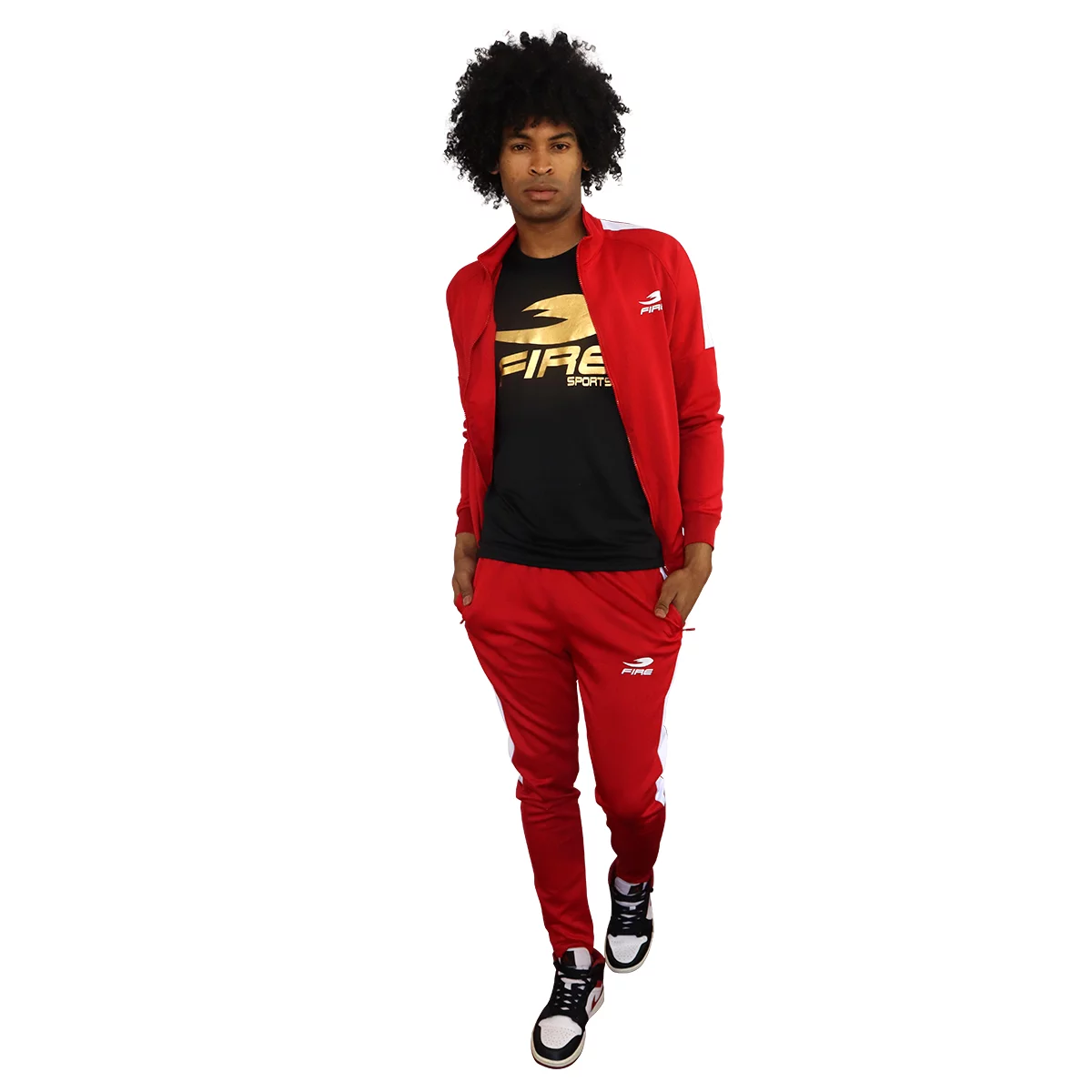 Conjunto Deportivo Rojo (Pants) Fire Sports Varonil corte Slim Fit 1 franja - Imagen 8