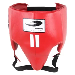 Concha protectora con riñonera Fire Sports de piel para Box varonil M2 Rojo/Blanco