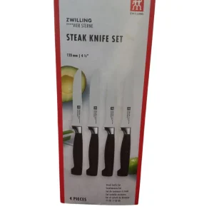 Zwilling Steak Knife Set  Set de 4 Cuchillos Chuletero 120mm 4 1/2 Mango Negro