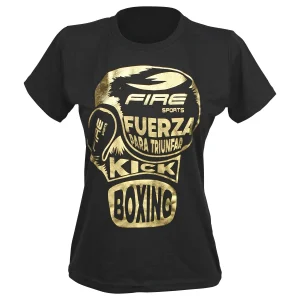 Playera Deportiva Fire Sports Diseño Guante femenil de Box Negro
