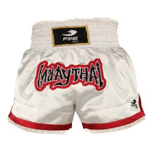 Short deportivo Fire Sports para Muay Thai y Kick boxing (pantalón corto) Blanco